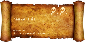 Paska Pál névjegykártya
